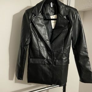 Faux leather blazer